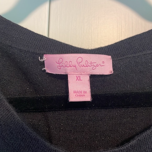 LILLY PULITZER FAIRE SWEATER DRESS IN ONYX METALLIC XL - Picture 3 of 5